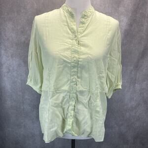 NWT European Culture Peppicelli Seacrest Button Up Women SM 3/4 Slv Linen Blend